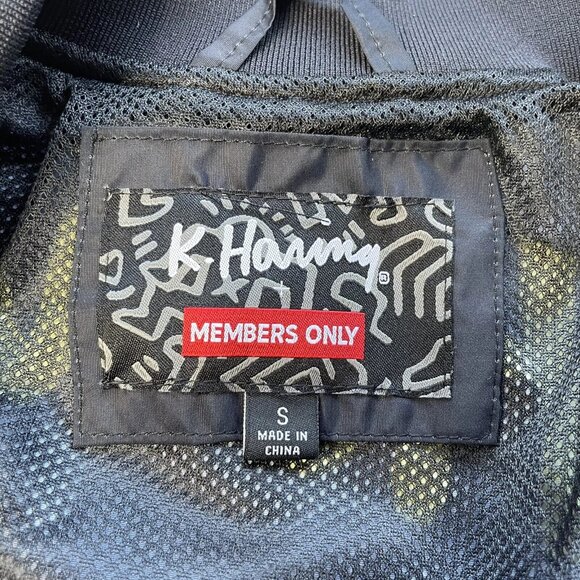 [L] KEITH HARING x MEMBERS ONLY Pyramid Heart Dance Artwork Bomber Jacket Black - Picture 2 of 10